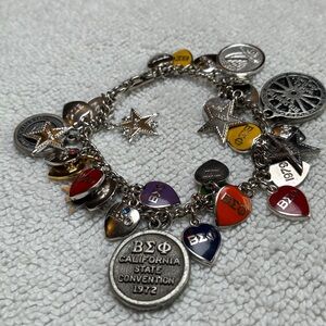 Sterling Silver Vintage Bracelet Beta Sigma Phi Charm Bracelet from 60’s to 80’s